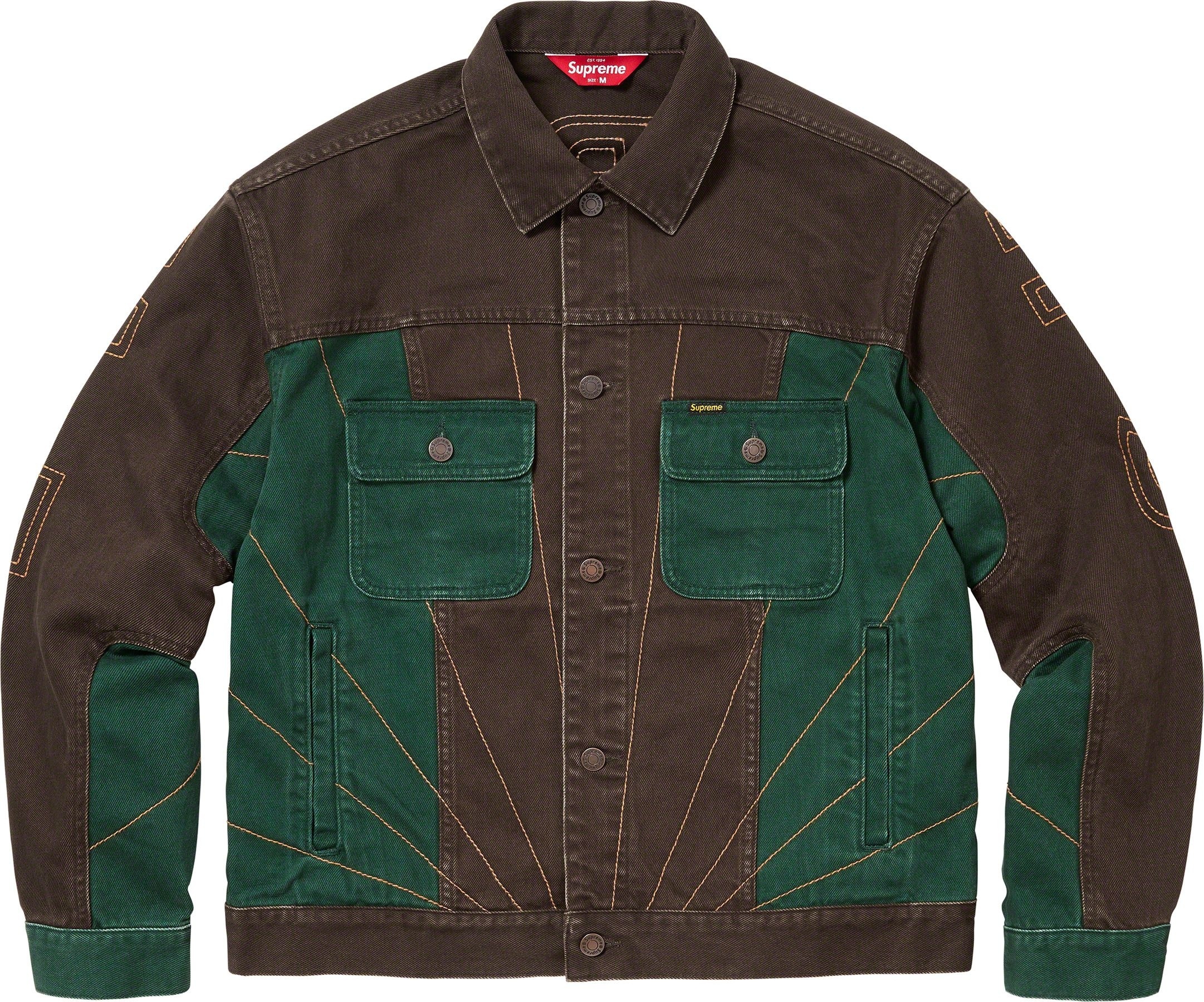 Radial Embroidered Denim Trucker Jacket view 4